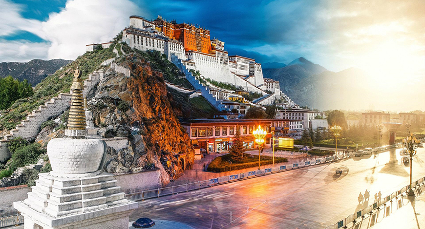 Дворец Потала в городе Лхаса в Тибете